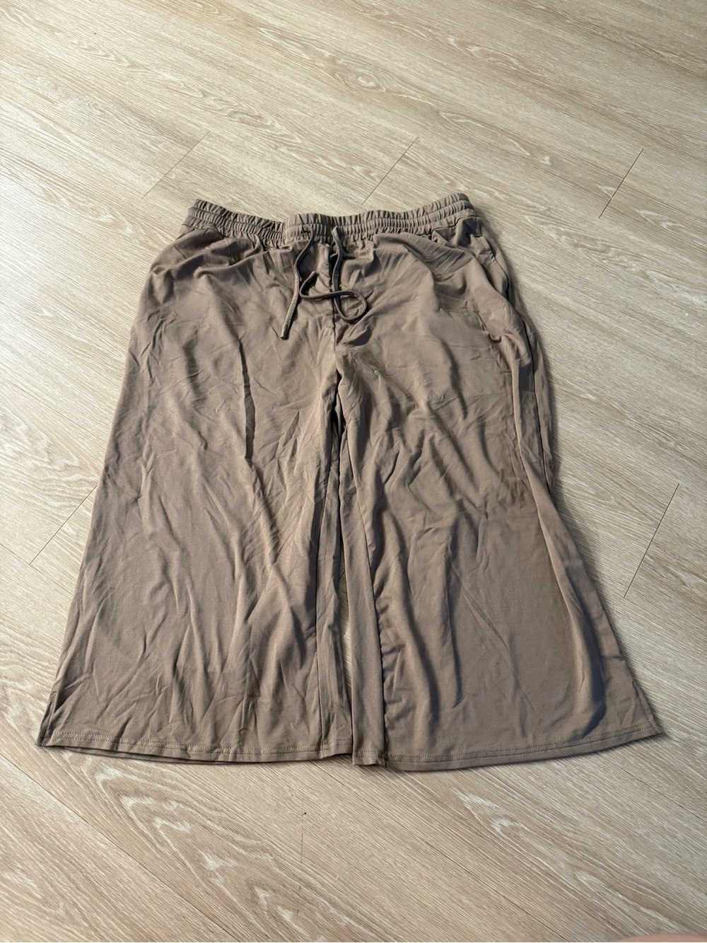 Tan Flowy Cropped Pants